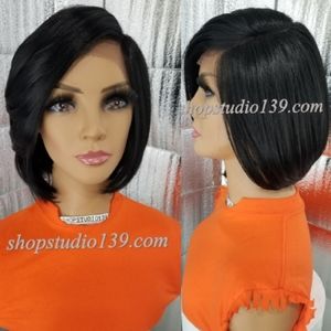 Sexy human hair lace front bob wig with side part